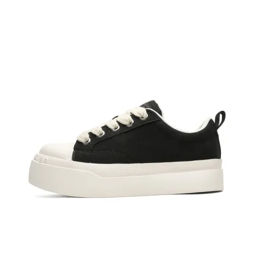KUNGFUDEER Thread Line Collection Anti Slip Wear Resistant Low Top Skateboard Shoes Unisex Black