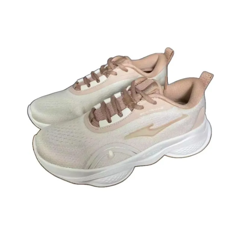 Erke Durable Cushioning Low-Top Running Shoes Women's White Pink-2