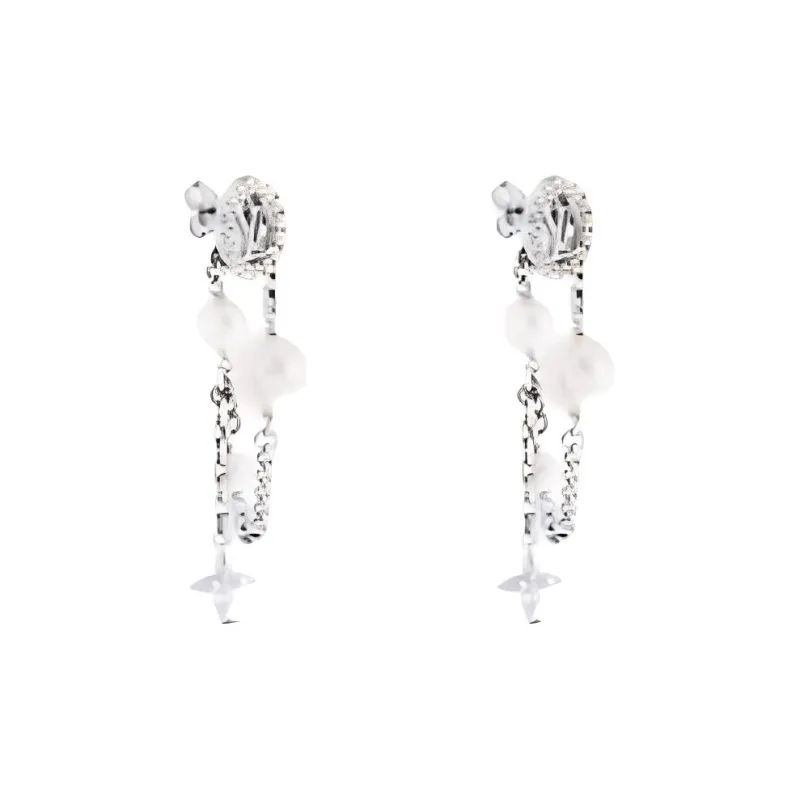 LOUIS VUITTON Metal Resin Bead Earrings Women's Silver-2