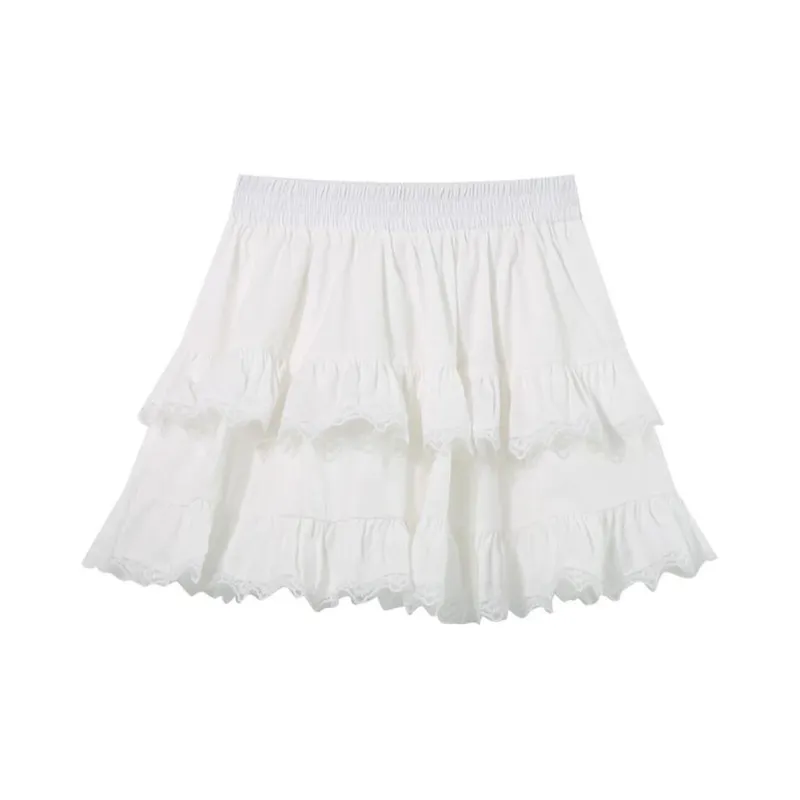 COVER TIME Casual Short Skirts Women's White-1