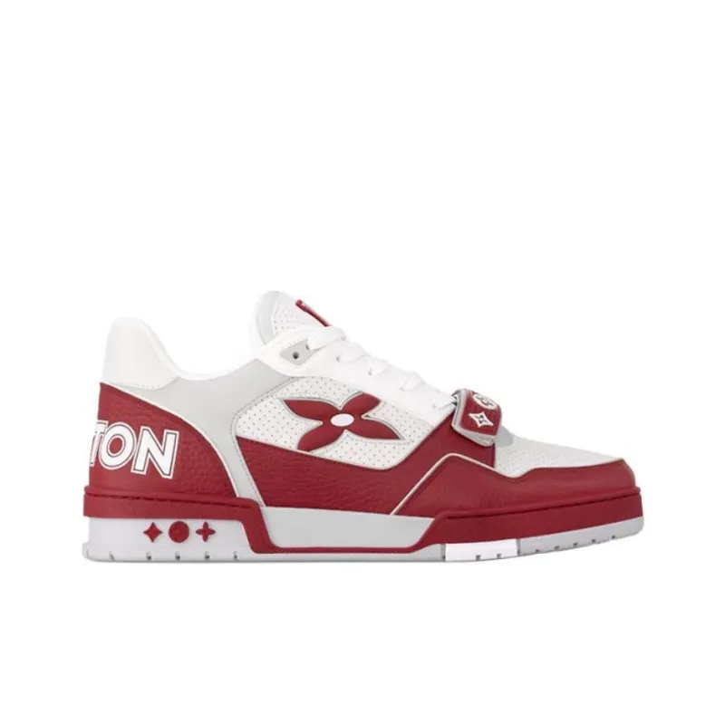 LOUIS VUITTON Trainer Low Top Skateboard Shoes Men's Red-1