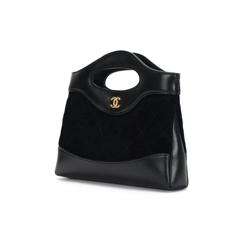 CHANEL Lambskin Suede Shoulder Bag, Crossbody Bag, Handbag Women's Black-1