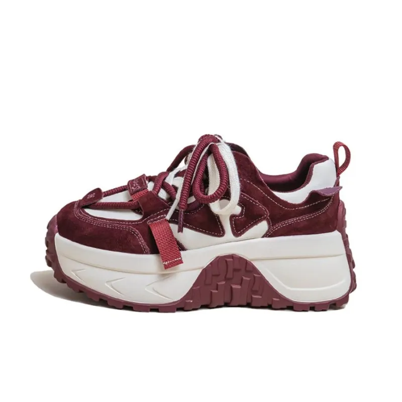 Ruomini Anti-Slip And Wear-Resistant Lightweight Height Increasing Low-Top Chunky Sneakers Women's-4