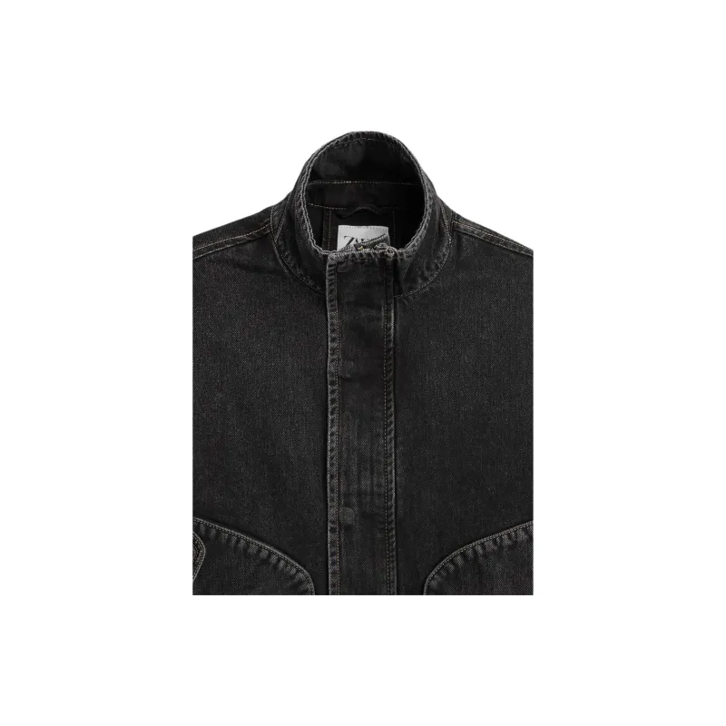ZARA Denim Jackets Men Black-2