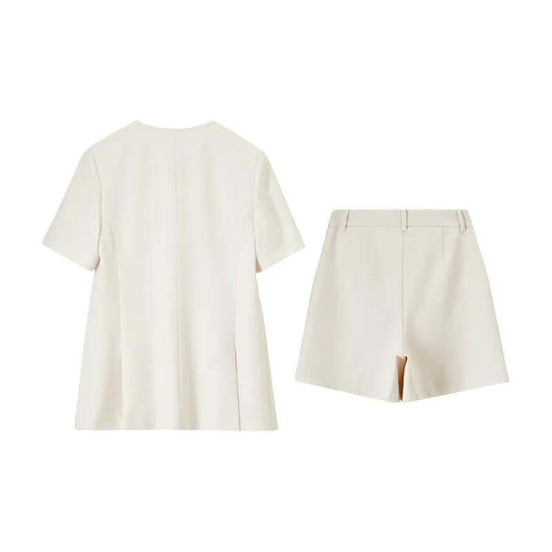 SENTUBILA Casual Suits Women's Beige Apricot-5