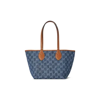 GUCCI Totissima Denim Tote Bag, Shopping Bag, Handbag, Shoulder Bag Trumpets Women's Blue