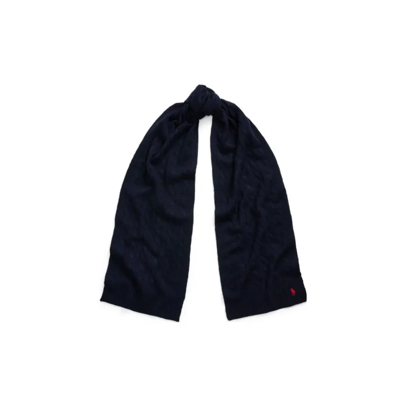 Polo Ralph Lauren Logo Embroidered Cable Knitted Scarf-2