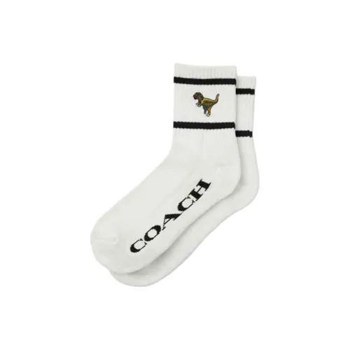 COACH SS25 Mid-Calf Socks Unisex Chalk White