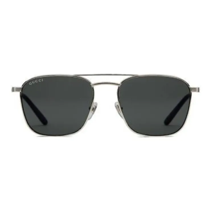 GUCCI Metal Aviator Sunglasses Men's Silver-0