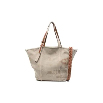 Golden Goose Logo Printed Distressed Tote Bag