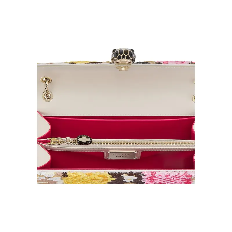 BVLGARI Serpenti Forever Calfskin Shoulder Bag, Crossbody Bag Medium Size Women's Multicolor-5
