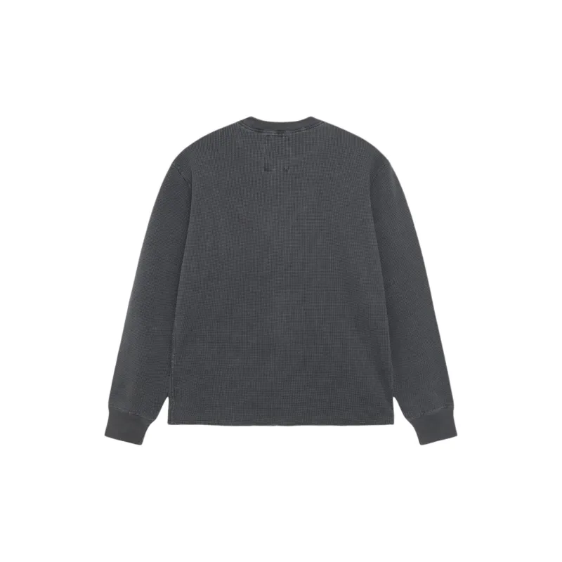Stussy Garment Dyed Long Sleeve Thermal 'Faded Black'-1