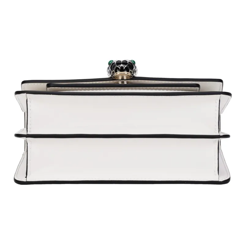 BVLGARI Calfskin Crossbody Bag, Shoulder Bag Women's White Agate Color-7