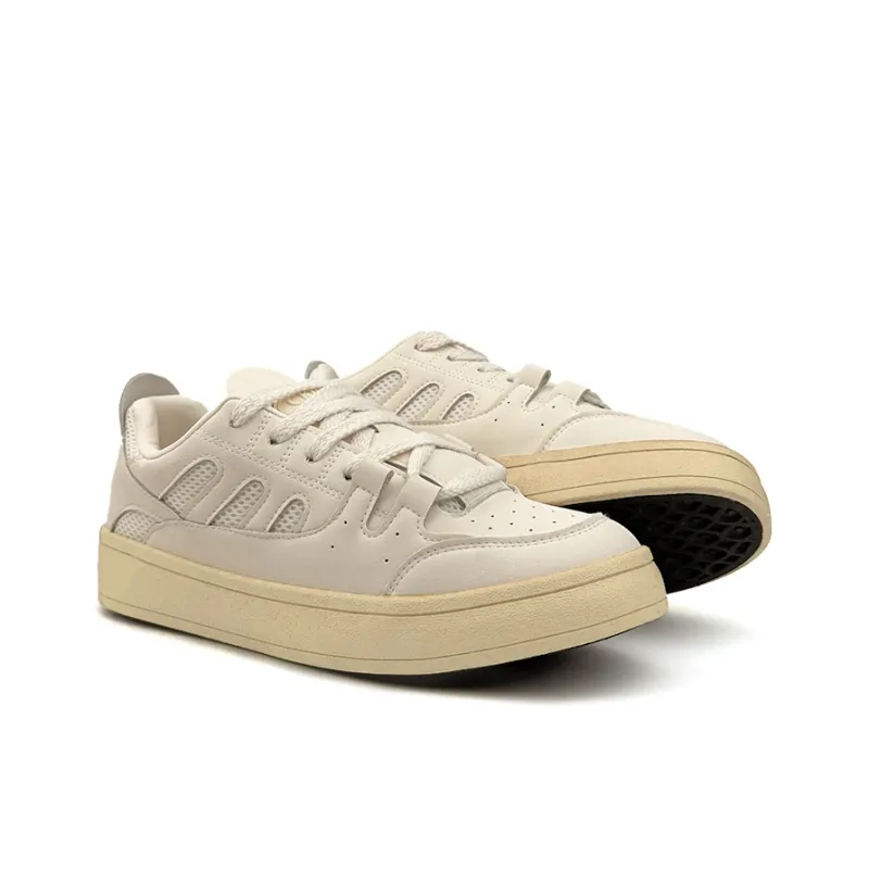 Mengsai Coverage Slip Resistant Low Top Skateboard Shoes Men's Ecru-2