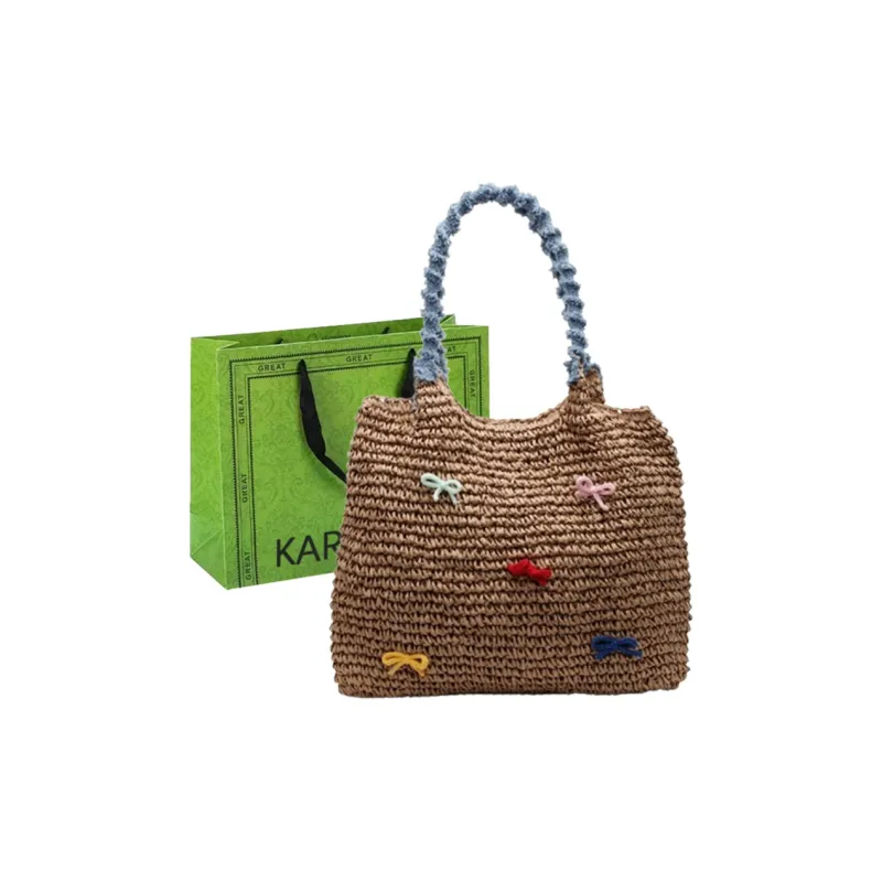KARUISHA Straw Woven Handbag Shoulder Bag Regular Women's Multicolor-6