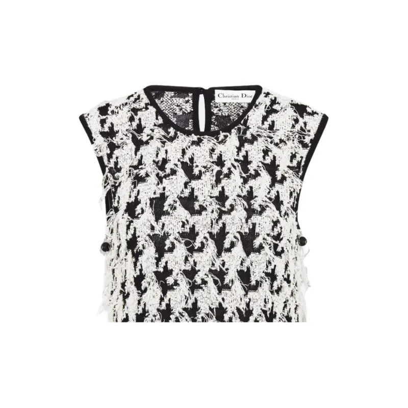 DIOR SS25 Sleeveless Dress Women's Black White-3