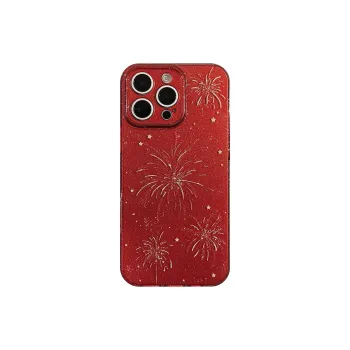 River Lips PC Material Red Firework Joyful Glitter Phone Cases Compatible With Apple 16/15/14/13 Series Trendy And Cool