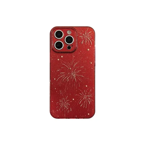 River Lips PC Material Red Firework Joyful Glitter Phone Cases Compatible With Apple 16/15/14/13 Series Trendy And Cool