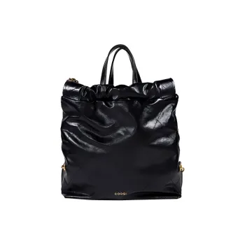 COOGI Cow Leather Handbag Large Size Women's Black