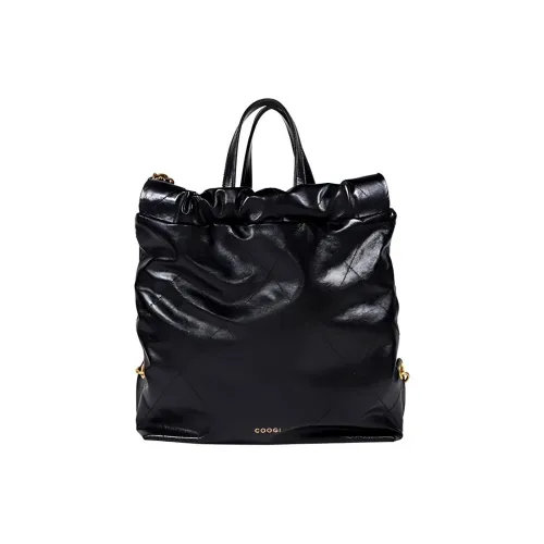 COOGI Cow Leather Handbag Large Size Women's Black