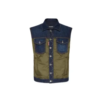 DSQUARED 2 Dark Urban Wash Denim Puffer Vest