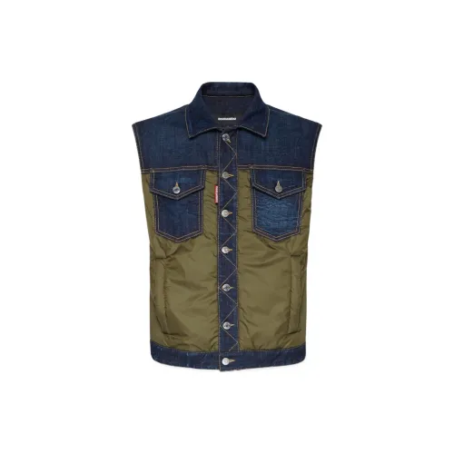 DSQUARED 2 Dark Urban Wash Denim Puffer Vest