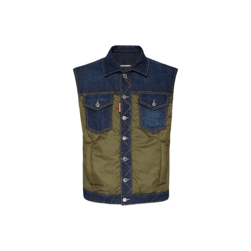 DSQUARED 2 Dark Urban Wash Denim Puffer Vest-0