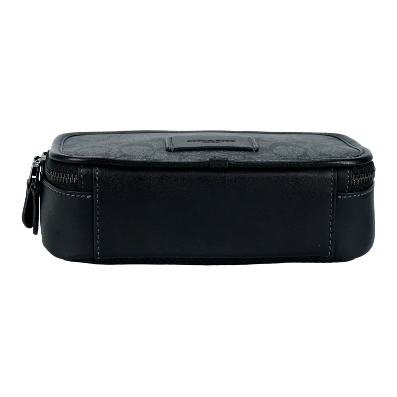 COACH Canvas With Leather One Shoulder Crossbody Fanny Pack Trumpets Men's Black-6