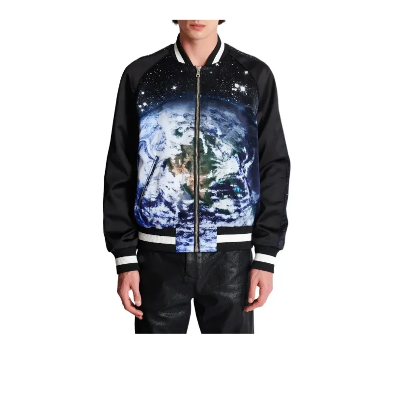 BALMAIN Earth & Stars Varsity Jacket-1
