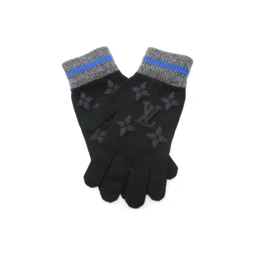 LOUIS VUITTON Wool Knit Gloves Men's Black