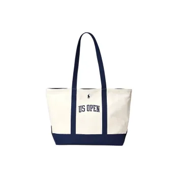 Ralph Lauren Cotton Tote Bag Shopping Bag Handbag Shoulder Bag Men's Marine Blue With Ceramic