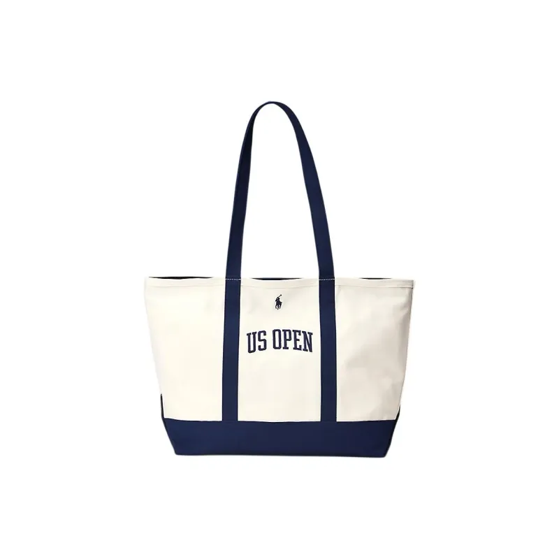 Ralph Lauren Cotton Tote Bag Shopping Bag Handbag Shoulder Bag Men's Marine Blue With Ceramic-0