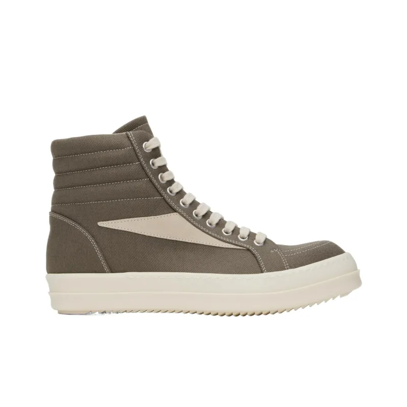 Rick Owens DRKSHDW High Top Canvas Shoes Men's Gray Green-1