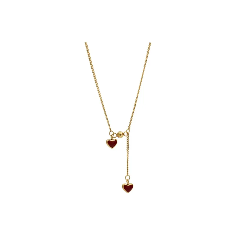 NATURALLYJOJO Titanium Steel Necklaces Women's _Nsec Red/Gold-0