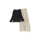 8308.4# Three-Piece Set, Black Camisole+Black Coat+Polka Dot White Pants