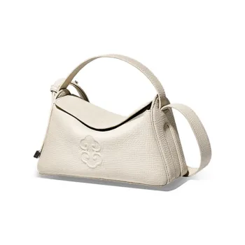 Look Grain Top Grain Cow Leather Crossbody Bag, One Shoulder Handbag Women's White/Brown/Black