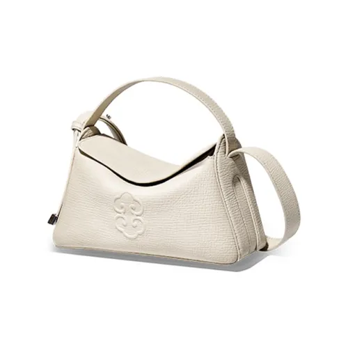 Look Grain Top Grain Cow Leather Crossbody Bag, One Shoulder Handbag Women's White/Brown/Black
