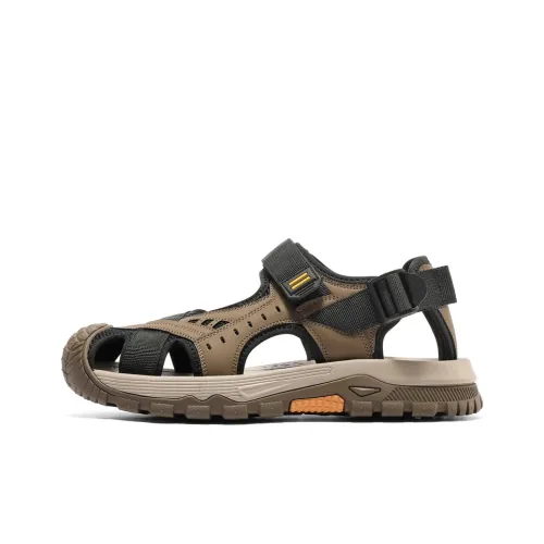 BELLE Beach Sandals Men Black, Khaki