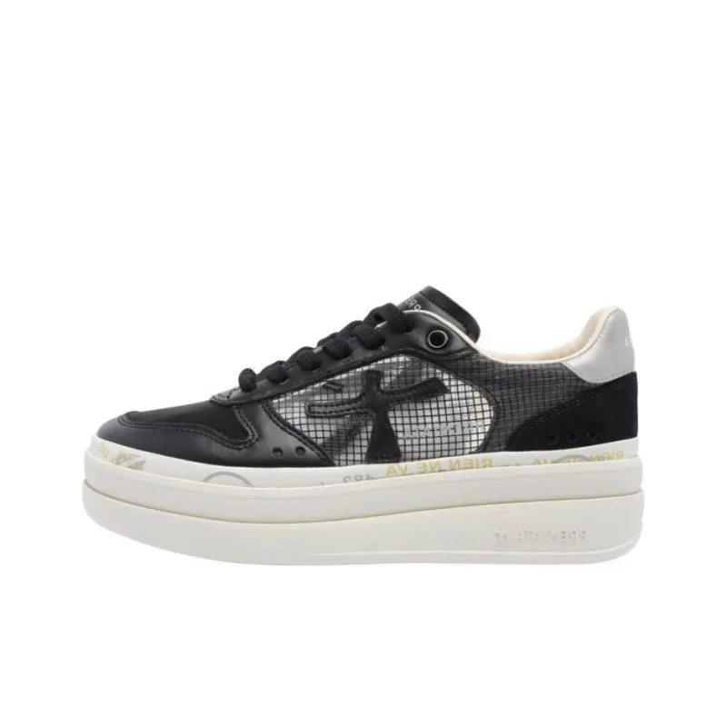 PREMIATA MICOL Abrasion Resistant Height Increasing Low Top Casual Shoes Women's Black White-0