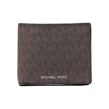 MICHAEL KORS Greyson Canvas Wallet Men's Black & Dark Brown