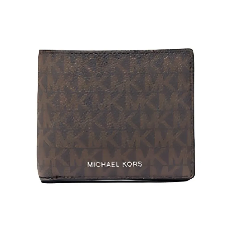 MICHAEL KORS Greyson Canvas Wallet Men's Black & Dark Brown-0