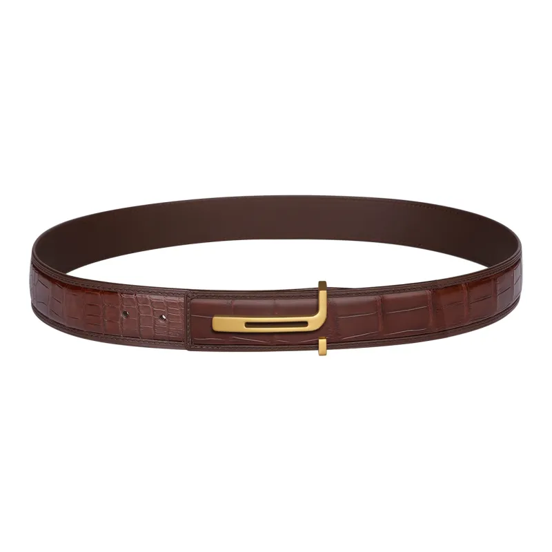 Jaylen Oos Crocodile Leather Leather Belts Men's 3.8cm-7