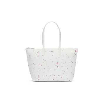 LACOSTE PVC Tote Bag Shopping Bag Shoulder Bags Large Size Women's White