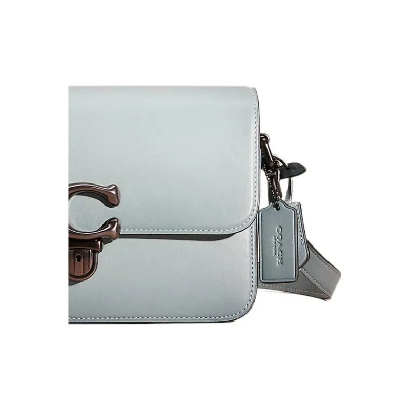 COACH Studio Leather Flap Shoulder Bag, Crossbody Bag Medium Size Women's Blue-2