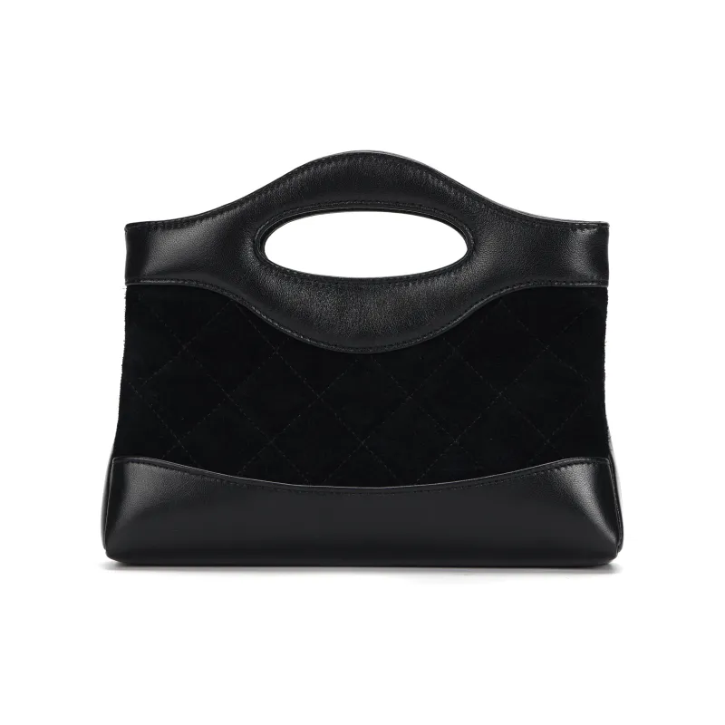 CHANEL Lambskin Suede Shoulder Bag, Crossbody Bag, Handbag Women's Black-2
