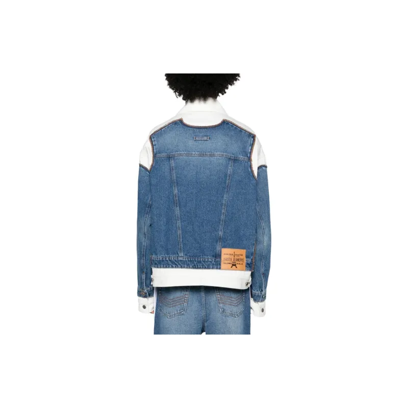 Jean Paul Gaultier Contrast Panel Denim Jacket 'Vintage Blue/White'-4