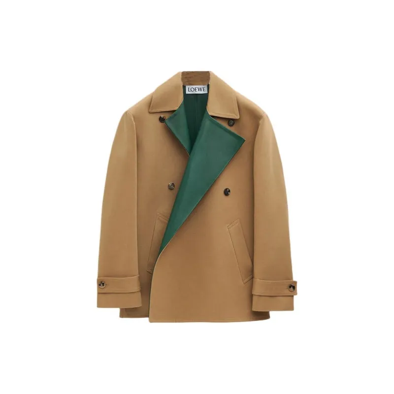 LOEWE SS25 Coat Men's Khaki Green-0