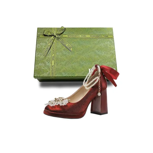 Dunnu Chunky Heel High Heels Women's Red