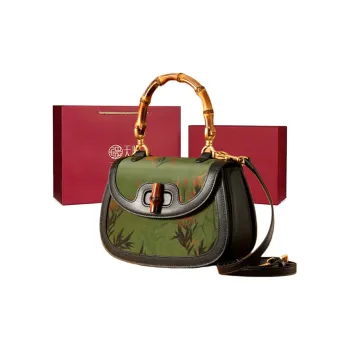 Pmsi Cow Leather With Mulberry Silk Saddle Bag, One Shoulder Handbag Small Size Women's Black 1