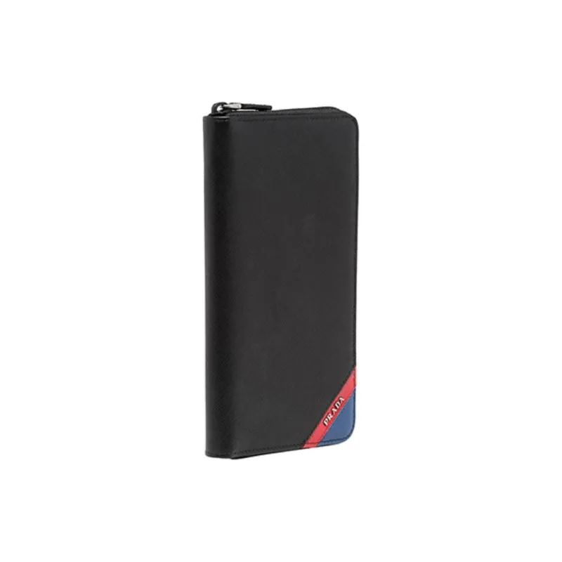 PRADA Cow Leather Clutches Wallets Men's Black-2